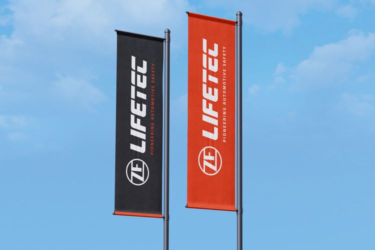 ZF Lifetec banners promoting automotive safety